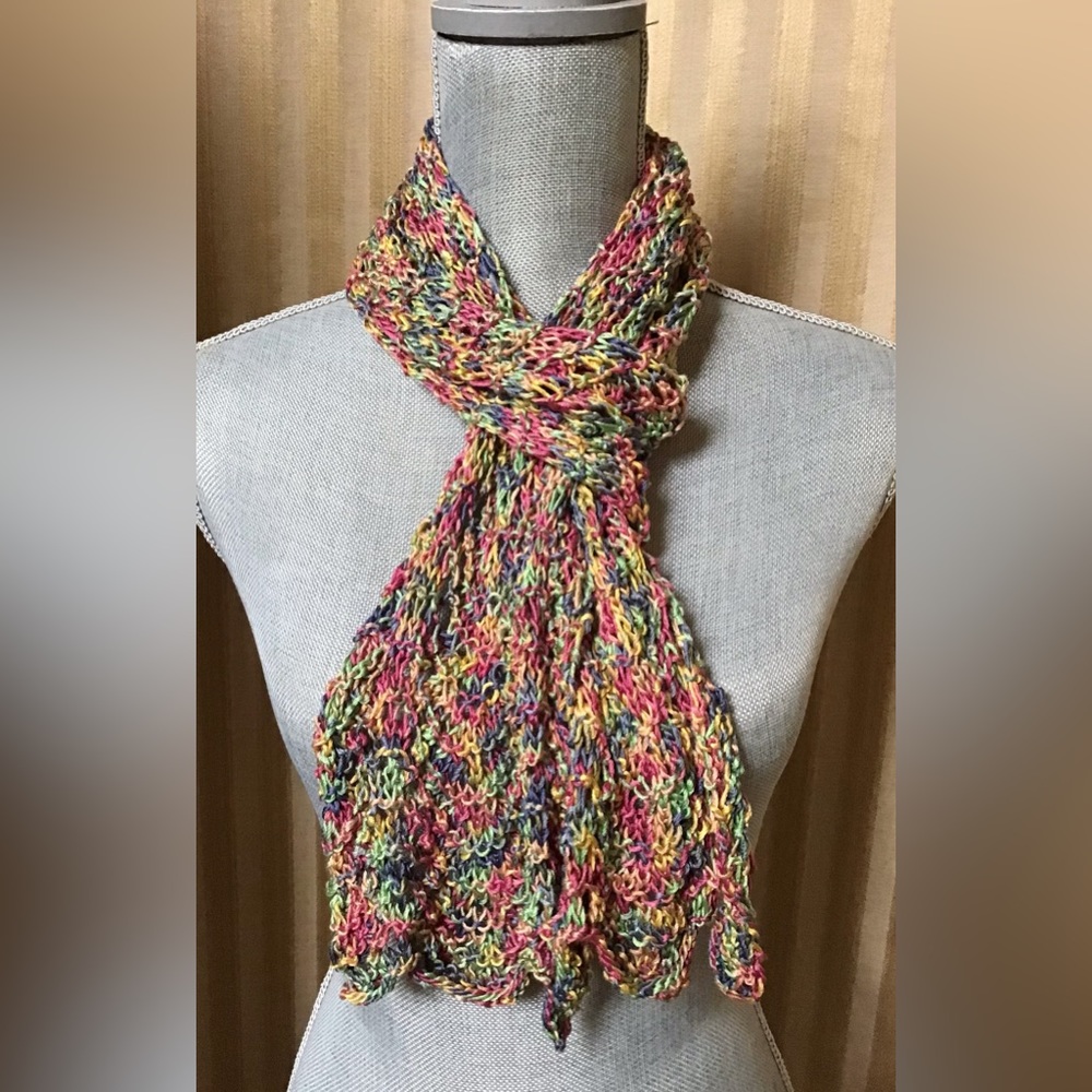 Hand knit Silk & Cotton Pastel Scarf